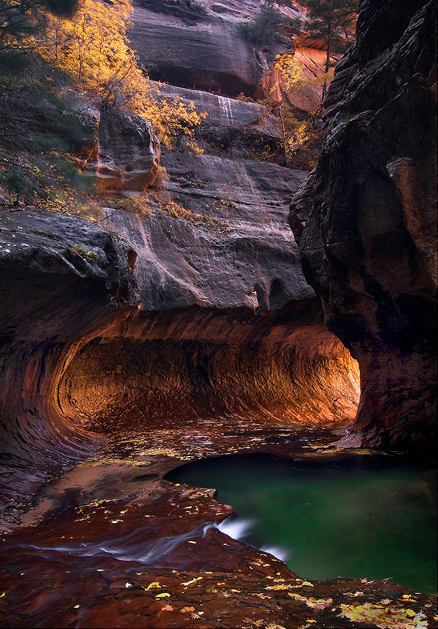 Autumn in the Subway photo subway, slot canyon, zion, utah, pool, glow, photo